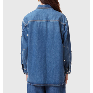 AllSaints Alba Studded Oversized Denim Shirt